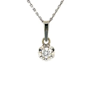 New Witgouden solitair hanger met diamant 14 krt Gouden Hanger Met Edelsteen