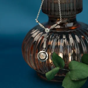Fashion Zilveren collier met diamant hanger 835 Kettingen Met Edelsteen